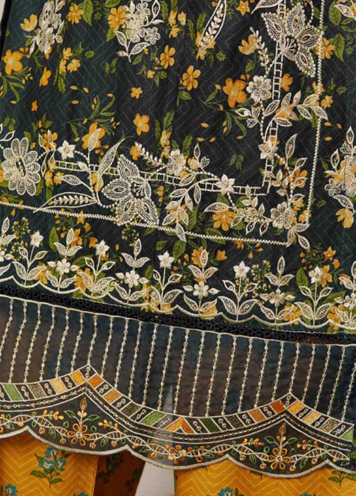 WKE-070 B-3 Piece Khaddar Embroidered Stitched Suit - Image 6