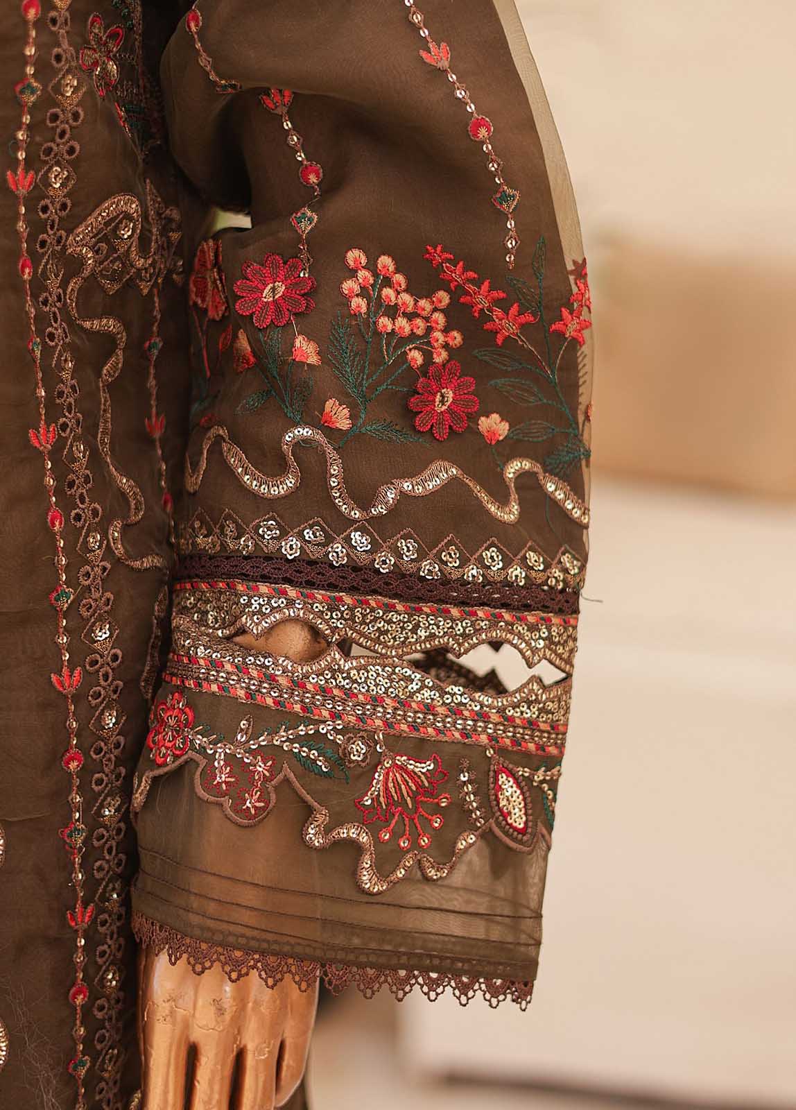 ZEF-2041 A- 3 Piece Embroidered Organza - Image 4