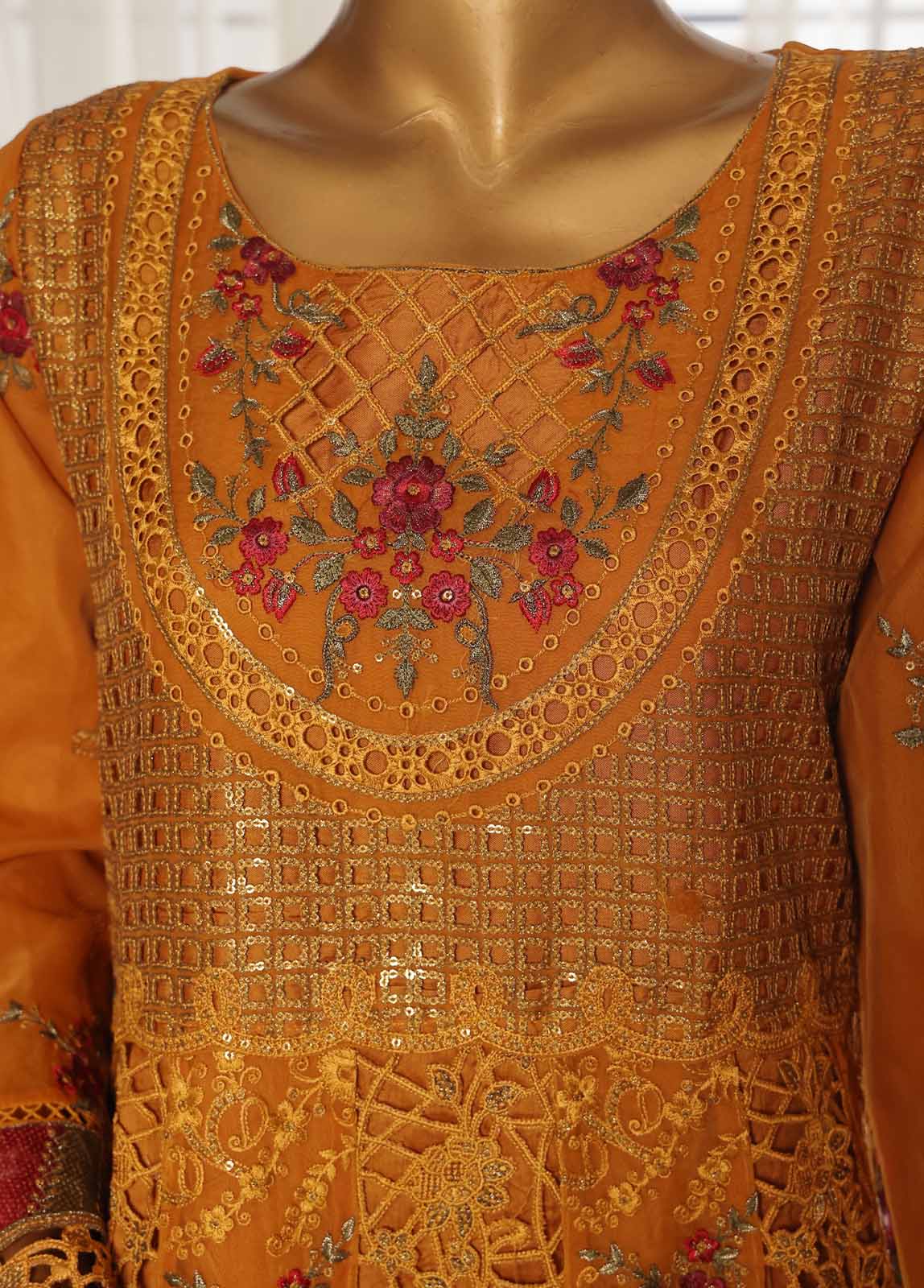 ZEF-2061 F- 3 Piece Organza Stitched Suit - Image 3