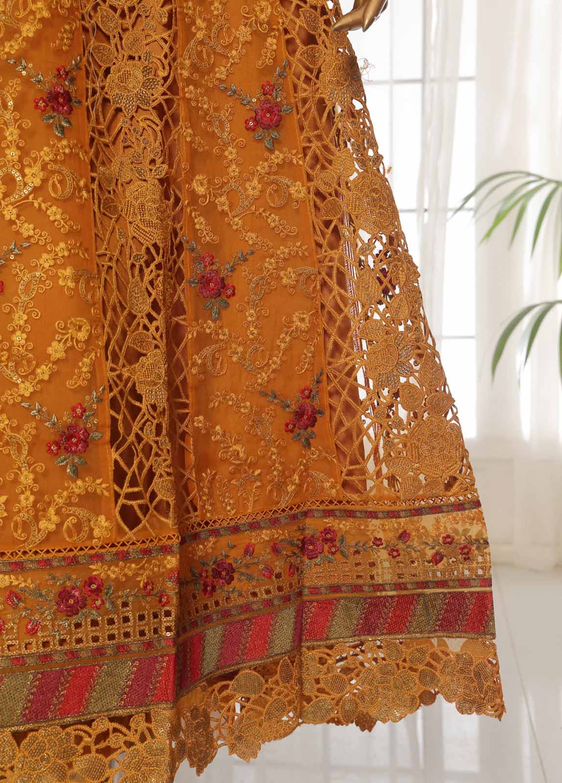 ZEF-2061 F- 3 Piece Organza Stitched Suit - Image 4