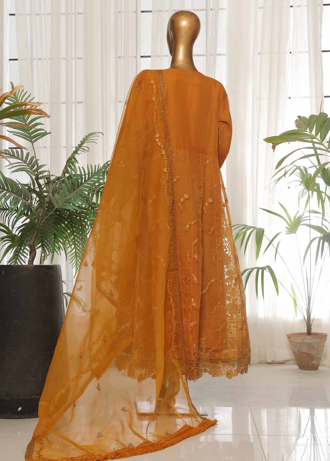 ZEF-2061 F- 3 Piece Organza Stitched Suit - Image 6